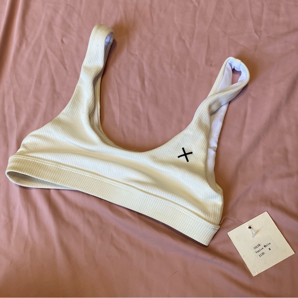 Boutine LA White Ribbed Bikini Top